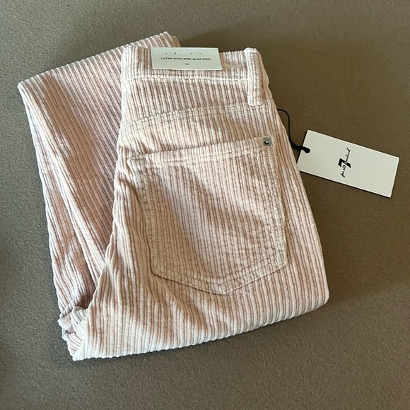7 For All Mankind NWT Ultra High Rise Slim Kick Flare Corduroy Pants Rose - 24 - Picture 2 of 16